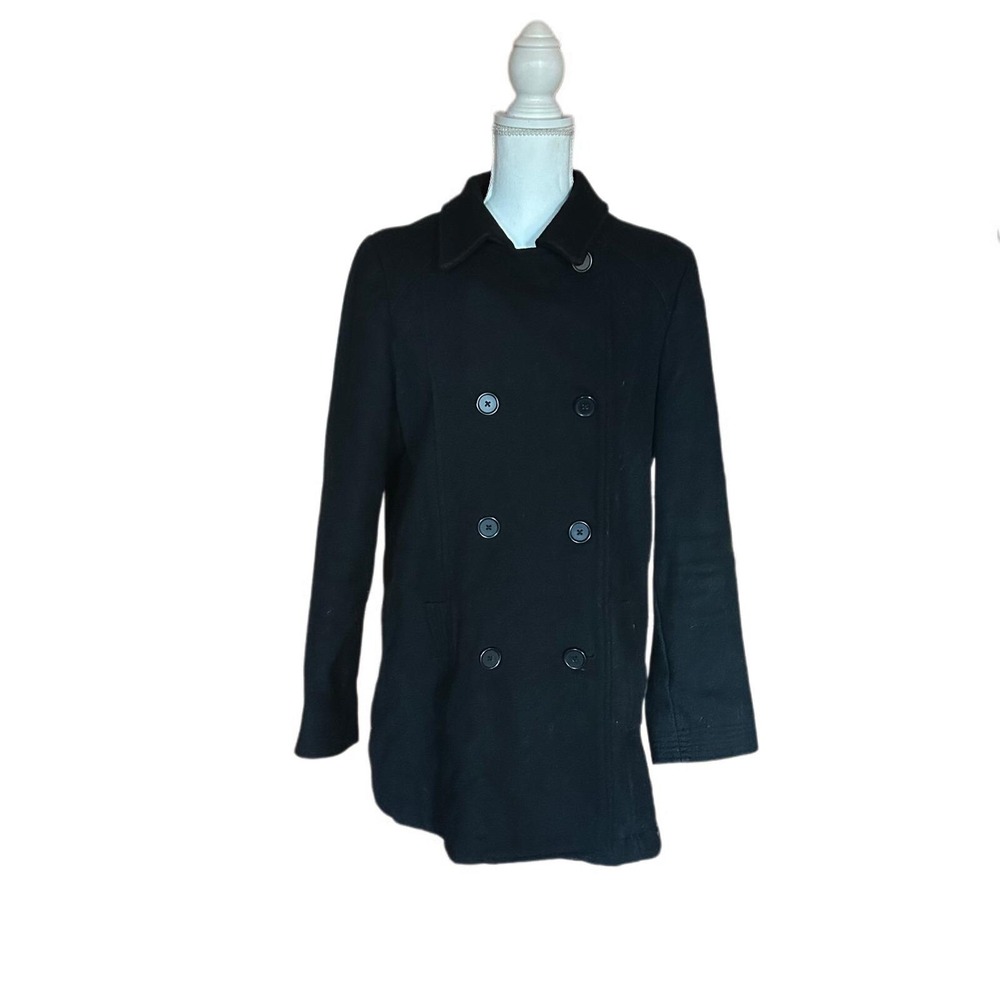 Old Navy Black Pea Coat Double Breasted Classic Outerwear Jacket SIZE LARGE